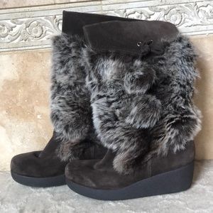 Report Furry Wedge Boots - Side Tassels - Size 10